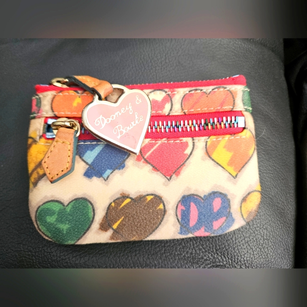 Dooney & Bourke Multicolor Heart Zip Coin Pouch - Pink Charm